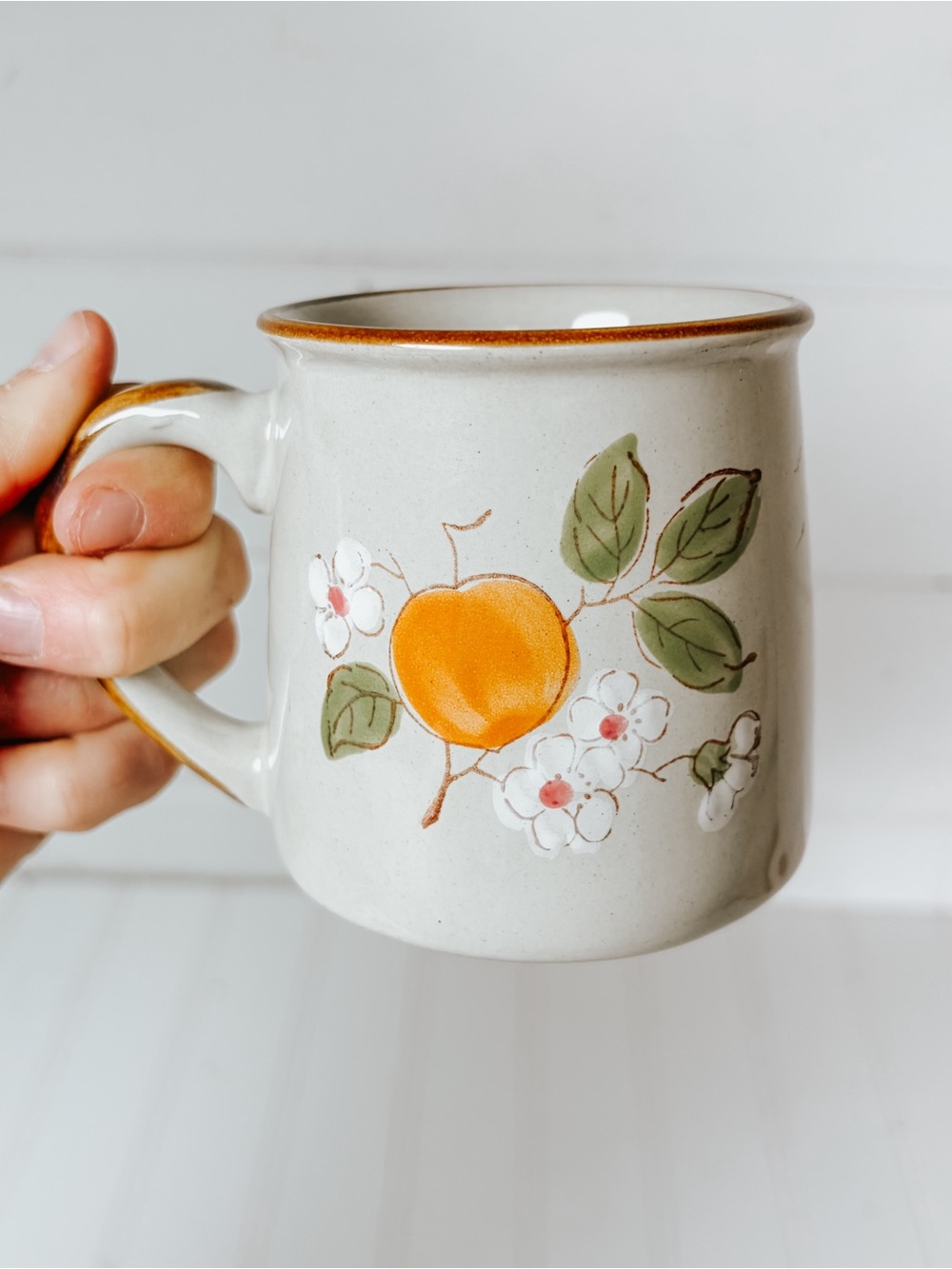 Vintage Floral Stoneware Coffee Mug